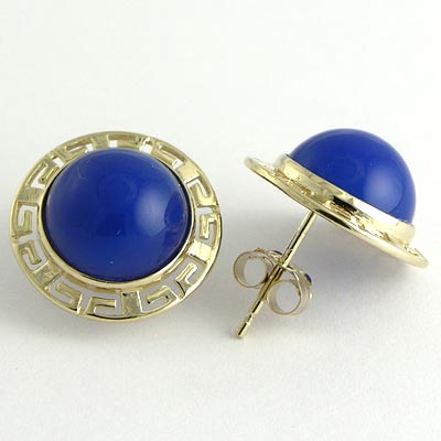 14k Gold Blue Onyx Earrings E512
