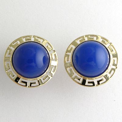 14k Gold Blue Onyx Earrings E512