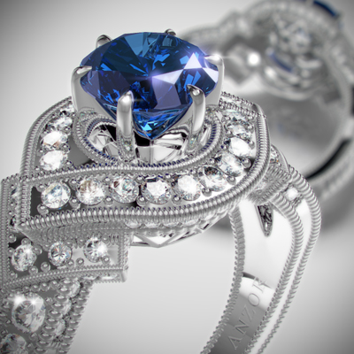 18k Gold Sapphire and Diamond Ring R601