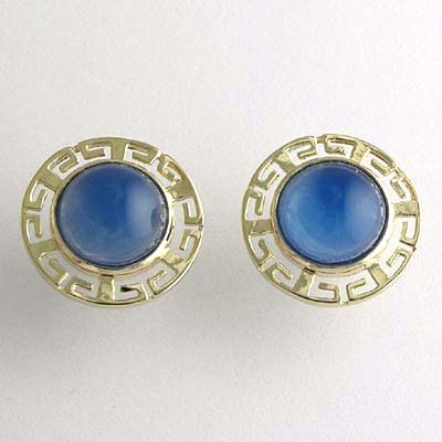 14k Gold Blue Onyx Earrings E513