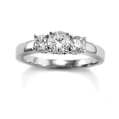 Three Stone Diamond Engagement 14k gold R585