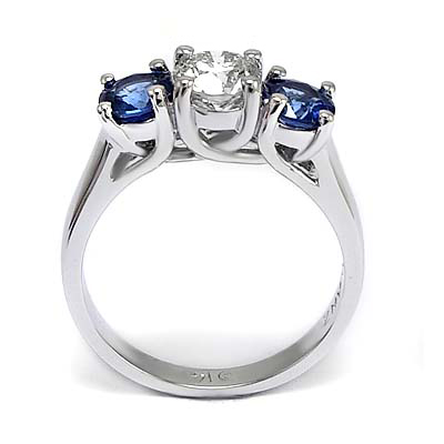Sapphire Diamond Three Stone Ring 14k R580