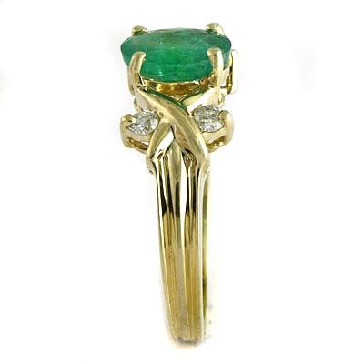 14k Gold Emerald Diamond Ring R590