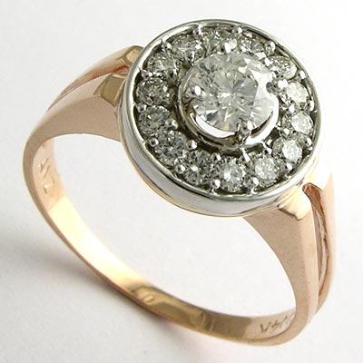 14k Rose Gold Diamond Ring Russian Jewelry R576