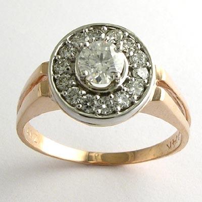 14k Rose Gold Diamond Ring Russian Jewelry R576