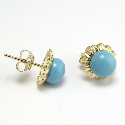 14k Sunflower Turquoise Earrings E503