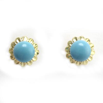 14k Sunflower Turquoise Earrings E503