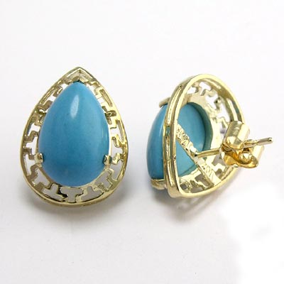 14k Gold Turquoise Earrings E502 14k Gold Turquoise Earrings E502