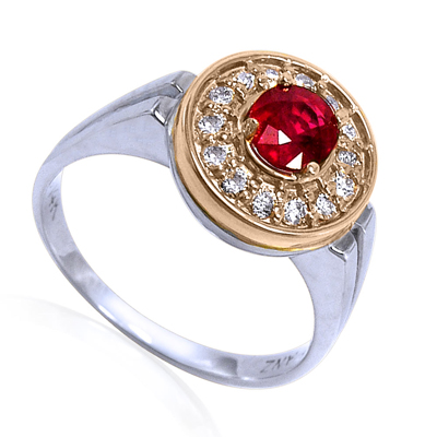 14k Gold Diamond & Ruby Ring R569