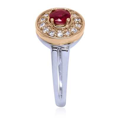 14k Gold Diamond & Ruby Ring R569