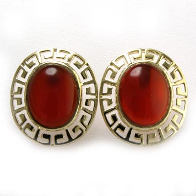 14k Gold Red Onyx Earrings E501
