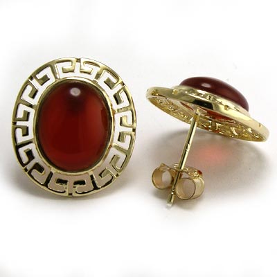14k Gold Red Onyx Earrings E501