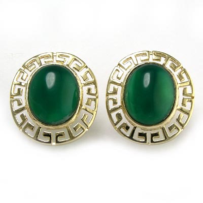 14k Gold Green Onyx Earrings E500