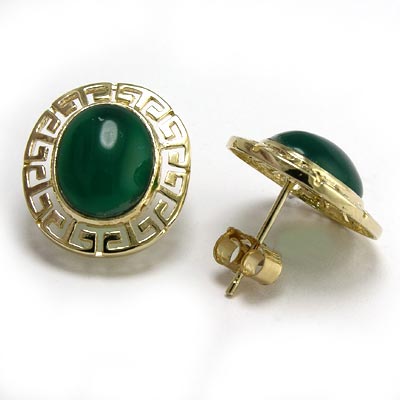 14k Gold Green Onyx Earrings E500