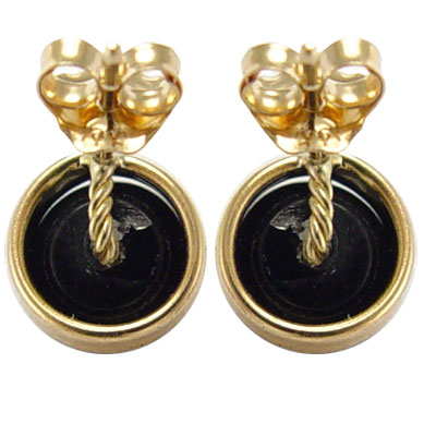 14k Gold Black Onyx Studs 6mm E495