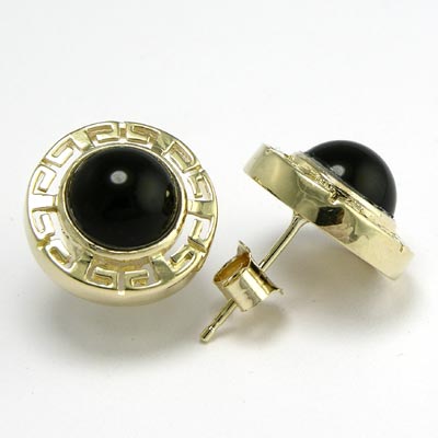 14k Gold Black Onyx Earrings E490