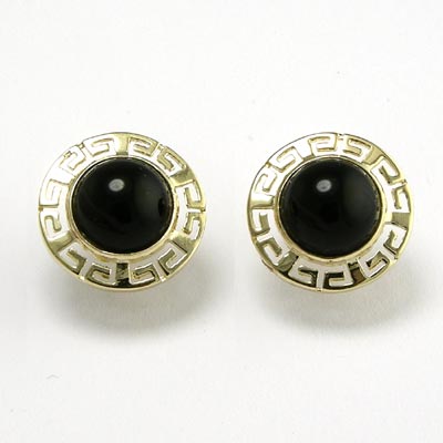 14k Gold Black Onyx Earrings E491