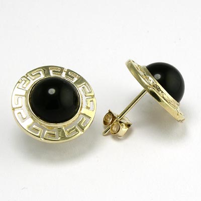 14k Gold Black Onyx Earrings E491