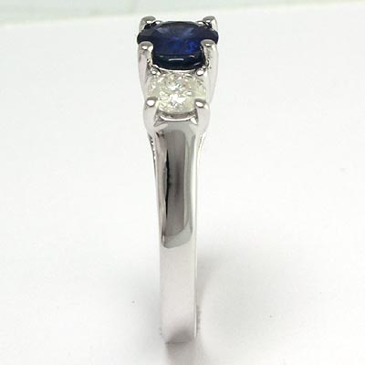 Sapphire Diamond Three Stone Ring 14k R551
