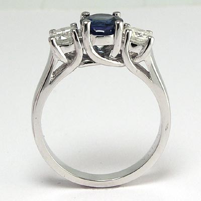Sapphire Diamond Three Stone Ring 14k R551