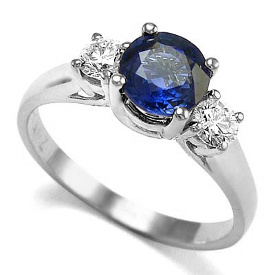 Ceylon Sapphire Diamond Ring in 14k Gold R552