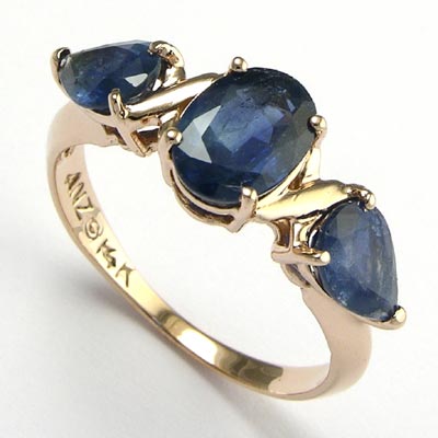 14k Rose Gold 3-Stone Sapphire Ring R544