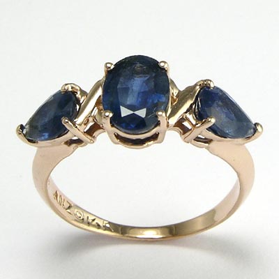 14k Rose Gold 3-Stone Sapphire Ring R544