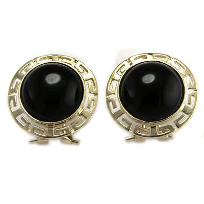 14k Gold Black Onyx Earrings E489