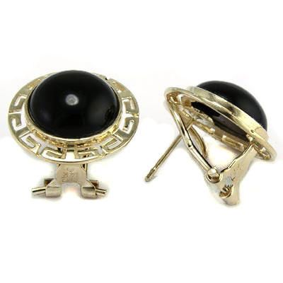 14k Gold Black Onyx Earrings E489