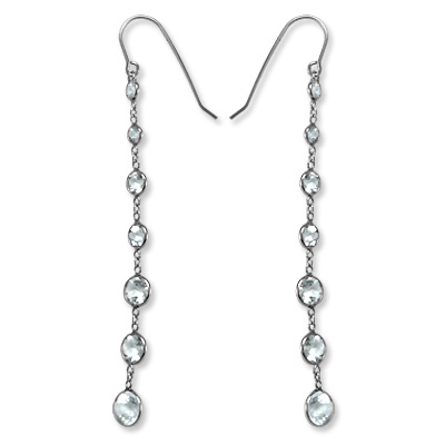 14k Aquamarine Dangling Earrings E499