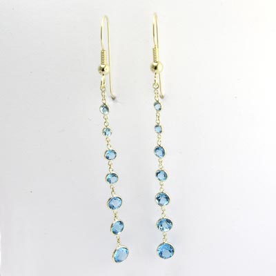 14k Topaz Dangling Earrings E487