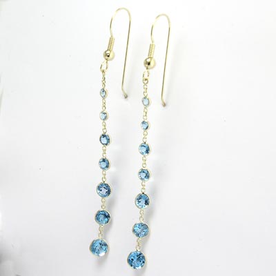 14k Topaz Dangling Earrings E487
