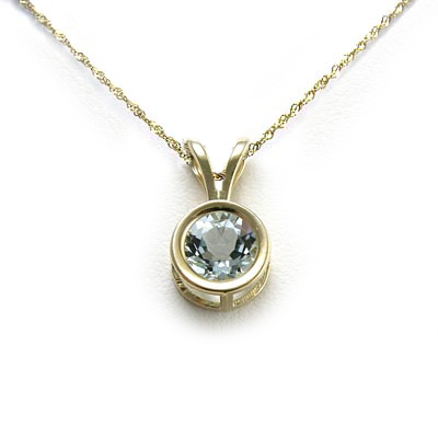 Aquamarine Necklace Pendant 14k Gold P276