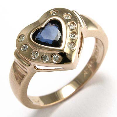 14k Rose Gold Diamond Sapphire Ring R538