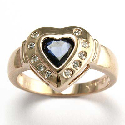14k Rose Gold Diamond Sapphire Ring R538