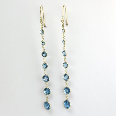 14k Topaz Dangling Earrings E478