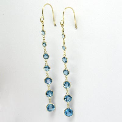 14k Topaz Dangling Earrings E478