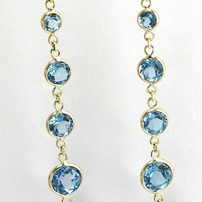 14k Topaz Dangling Earrings E478