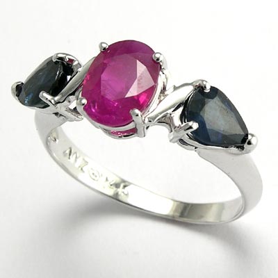 Ruby and Sapphire Mother's Ring 14k gold R527 Ruby and Sapphire Mother's Ring 14k gold R527