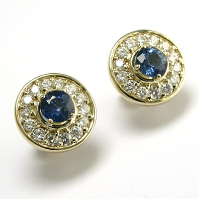 Ceylon Sapphire and Diamond Earrings 14k E475