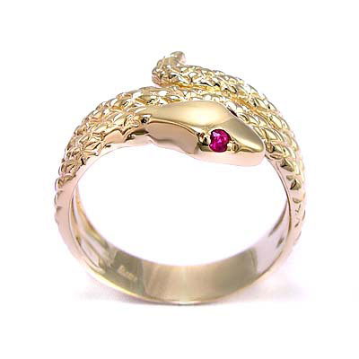 14k Gold Twisted Serpent Ruby  Men's or Women's  Ring #R530