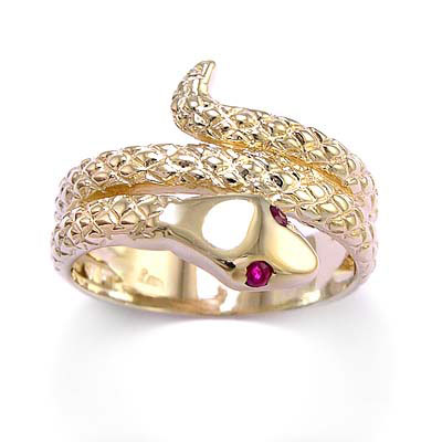 14k Gold Twisted Serpent Ruby  Men's or Women's  Ring #R530