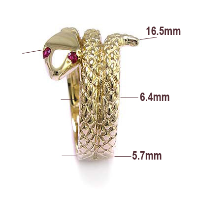 14k Gold Twisted Serpent Ruby  Men's or Women's  Ring #R530