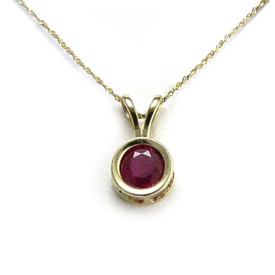 14k Gold Genuine Ruby Pendant P279