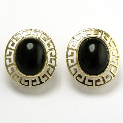 14k Gold Black Onyx Earrings E473