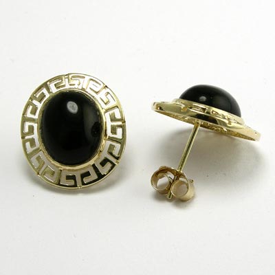 14k Gold Black Onyx Earrings E473