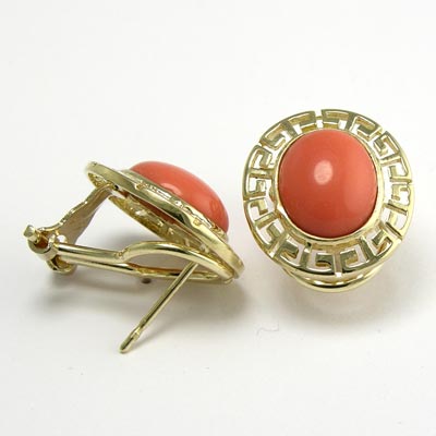 14k Gold Coral Earrings E471