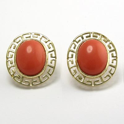14k Gold Coral Earrings E469