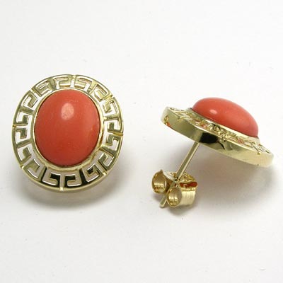 14k Gold Coral Earrings E469