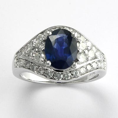 14k Gold Sapphire Diamond Ring R520